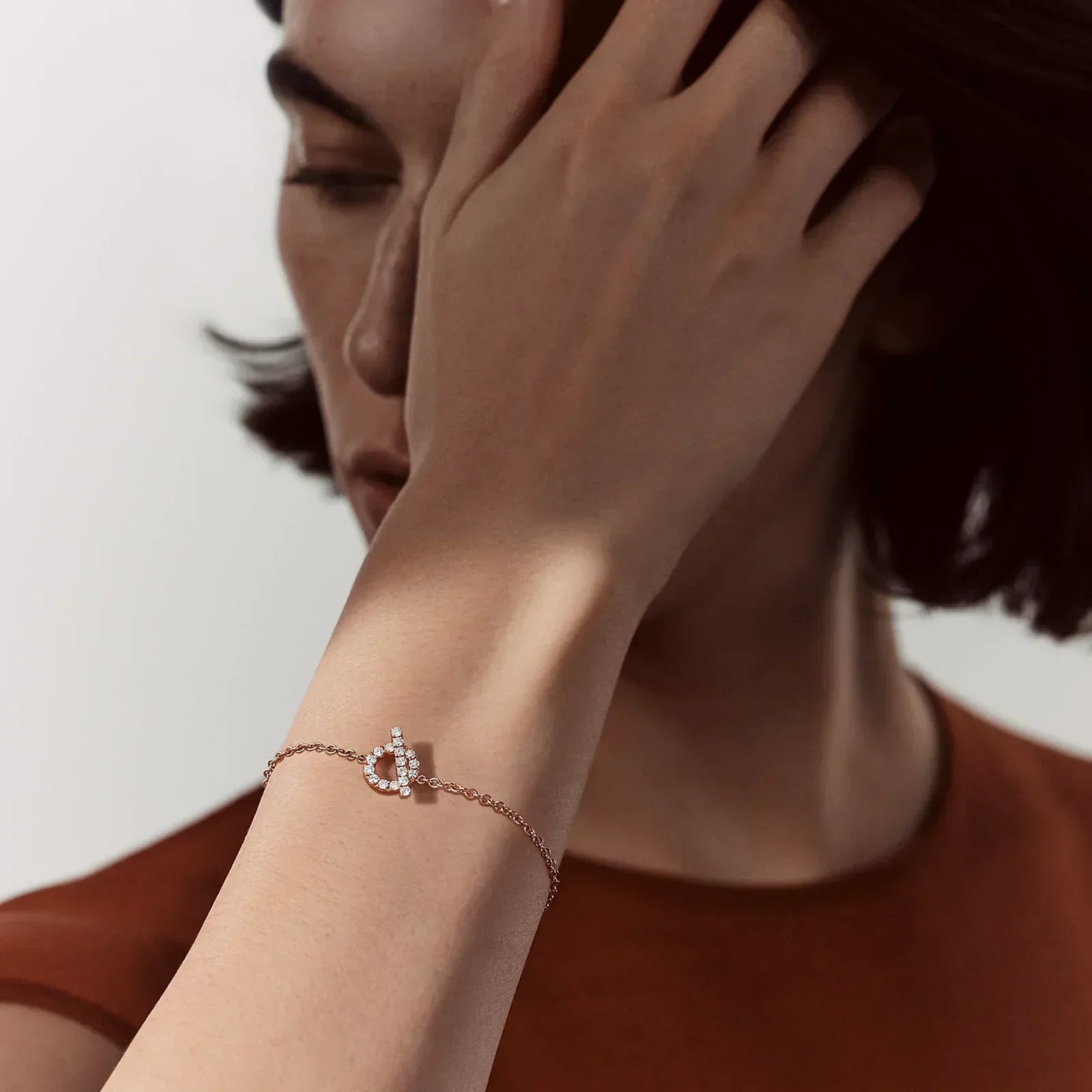 HERMES FINESSE PINK GOLD DIAMOND BRACELET