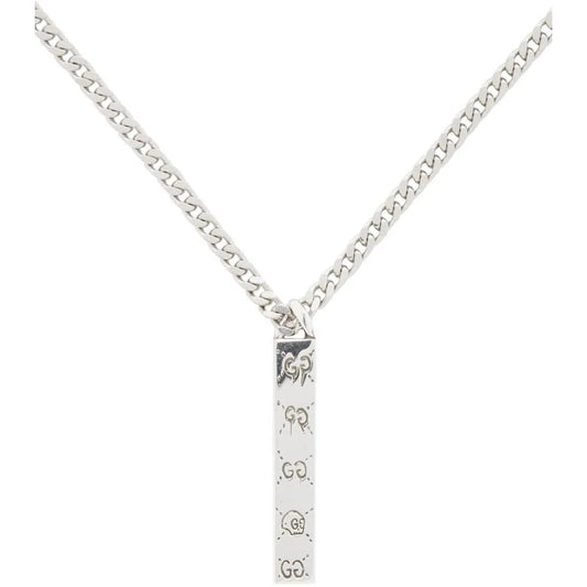 GUCCI GG STERLING SILVER GHOST BAR PENDANT