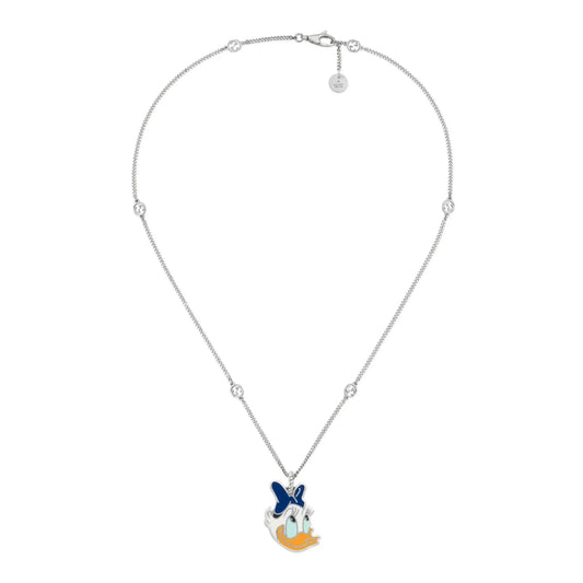 GUCCI GG DONALD DUCK DOUBLE G STERLING SILVER NECKLACE