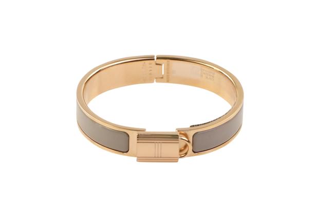 HERMES H LOCK GREY PINK GOLD BRACELET 12MM