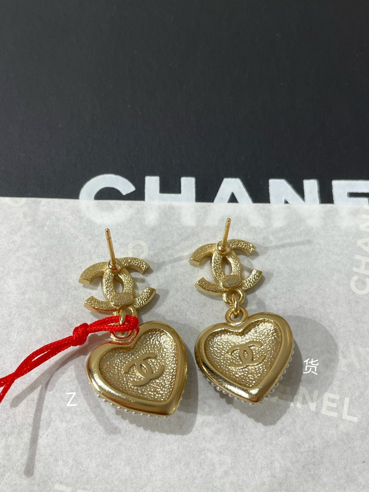 Chanel 24P Heart Blue Earrings French Clip