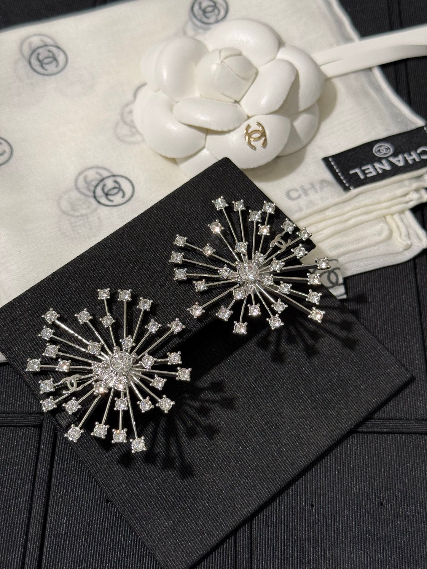 Chanel 2026 Sparkling Crystal Double C Firework Earrings