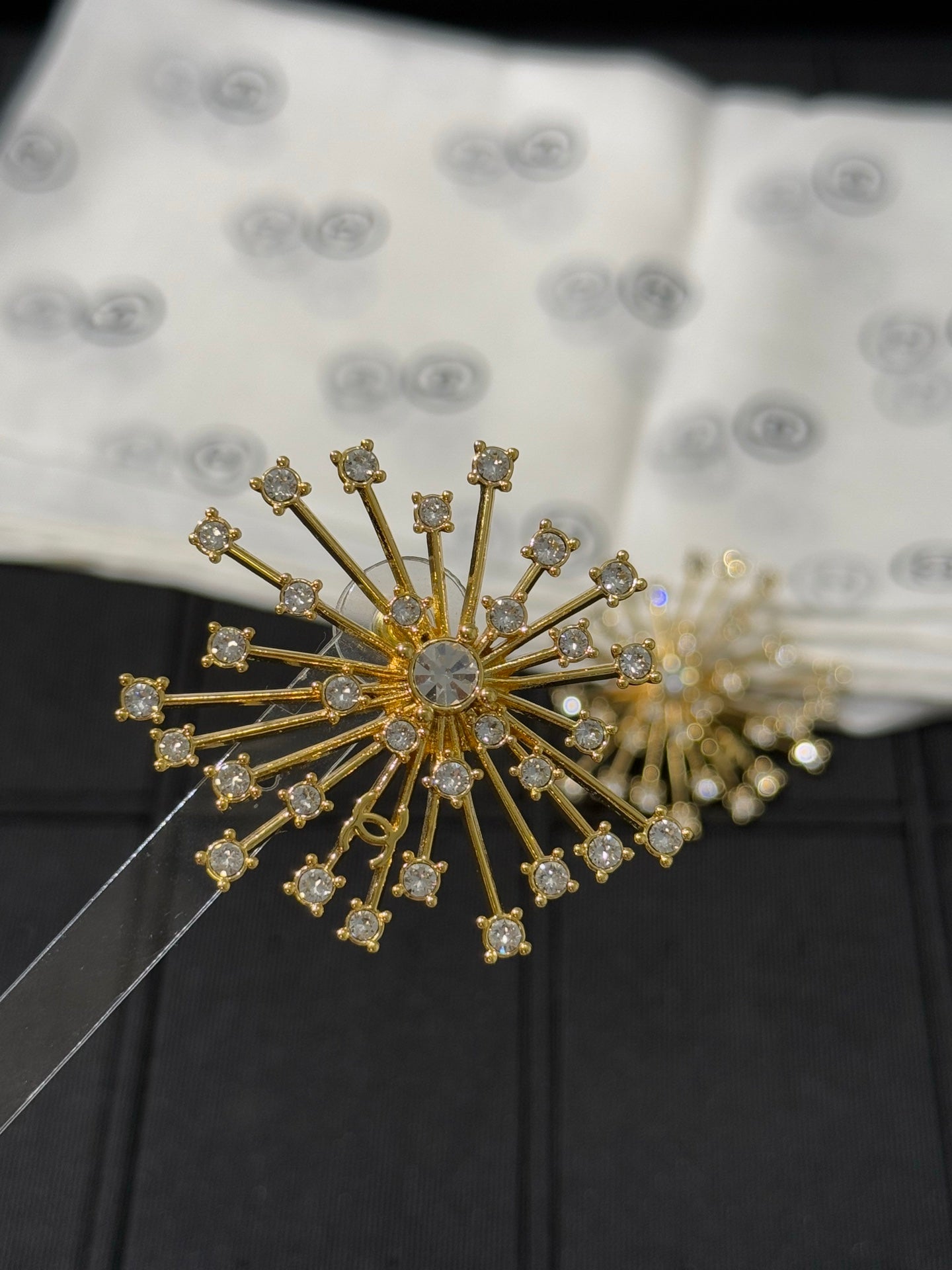 Chanel 2026 Sparkling Crystal Double C Firework Earrings