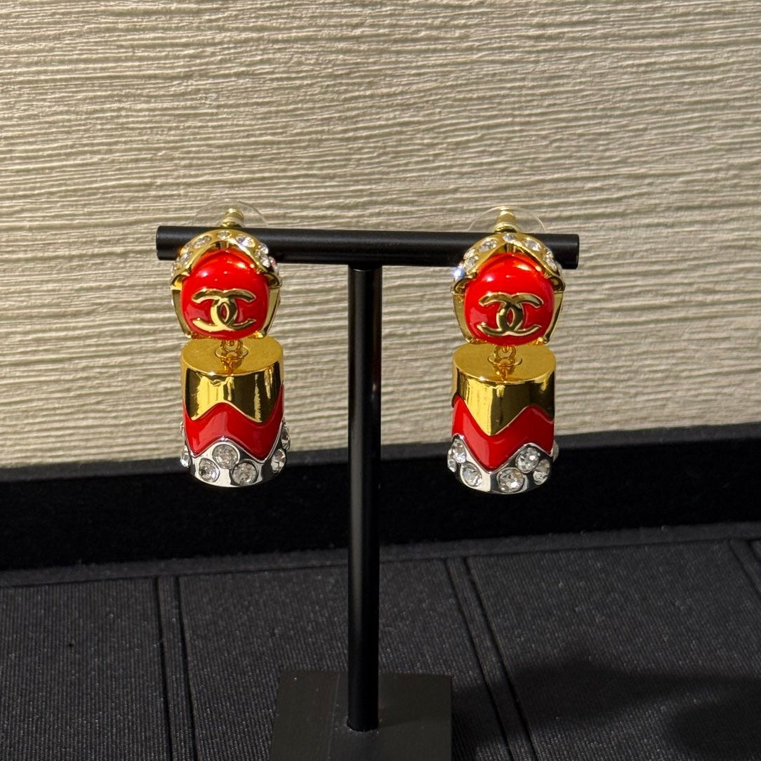 Chanel 2026 Enamel Button Double C Earrings