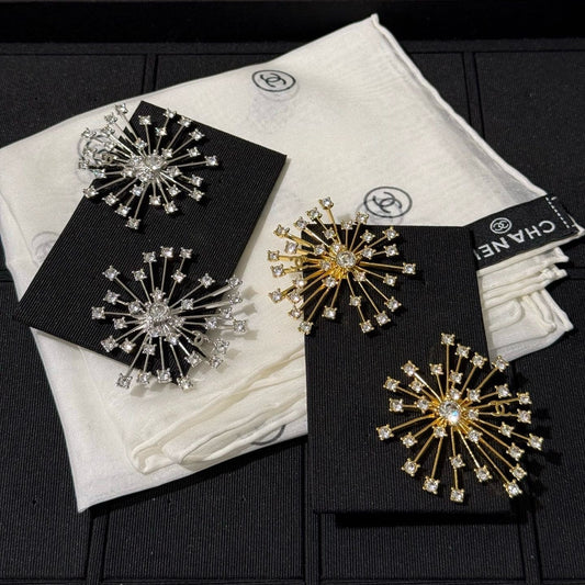Chanel 2026 Sparkling Crystal Double C Firework Earrings