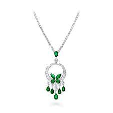 GRAFF BUTTERFLY CHANDELIER CLASSIC GREEN SILVER DIAMOND NECKLACE