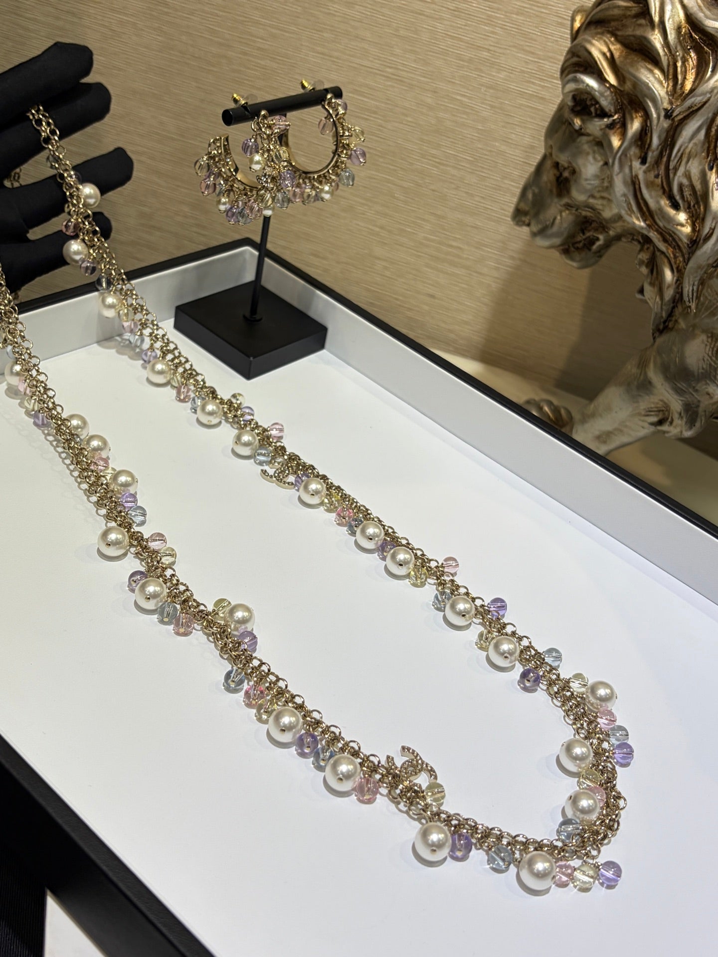 Chanel 2026 Colored Crystal Pearl Double C Long Necklace