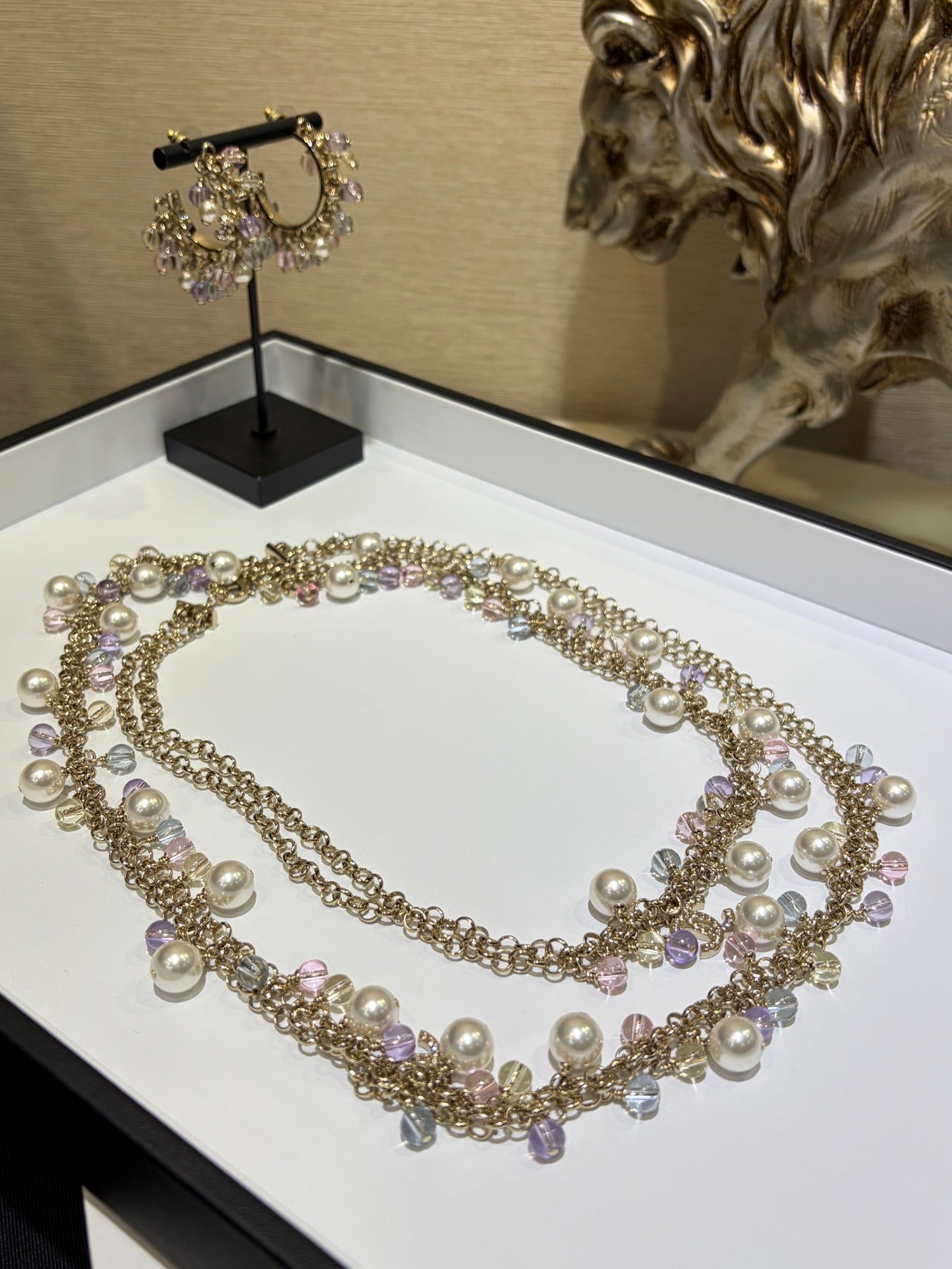 Chanel 2026 Colored Crystal Pearl Double C Long Necklace