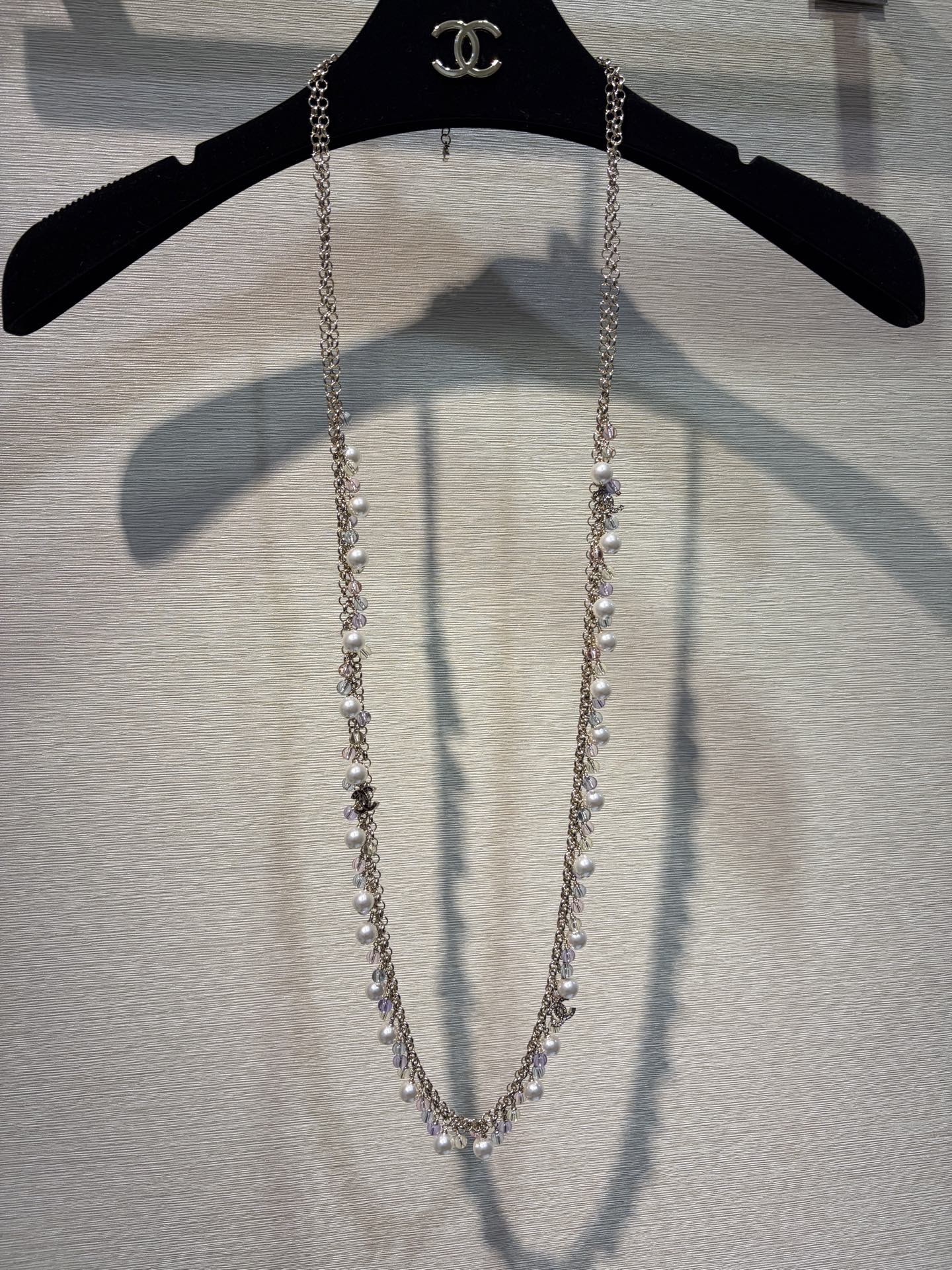 Chanel 2026 Colored Crystal Pearl Double C Long Necklace