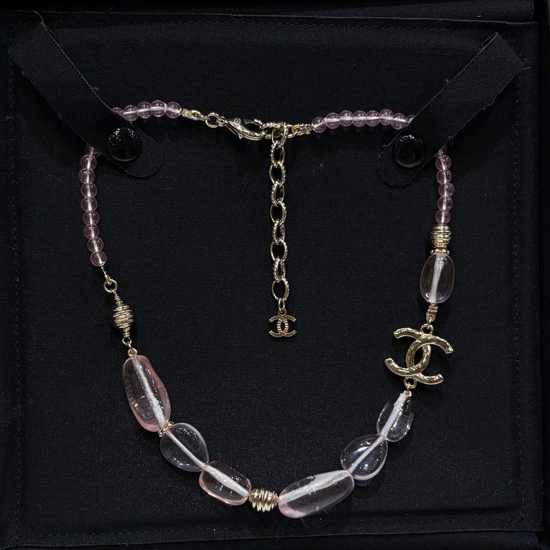 Chanel 2026 Double C Pink Acrylic Beaded Necklace
