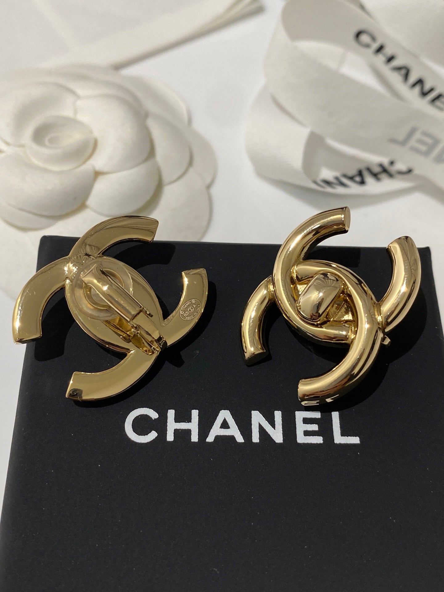 Chanel Double C Large Backpack Gold Earrings