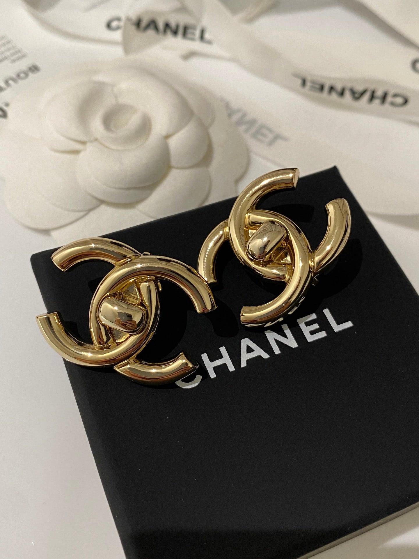 Chanel Double C Large Backpack Gold Earrings