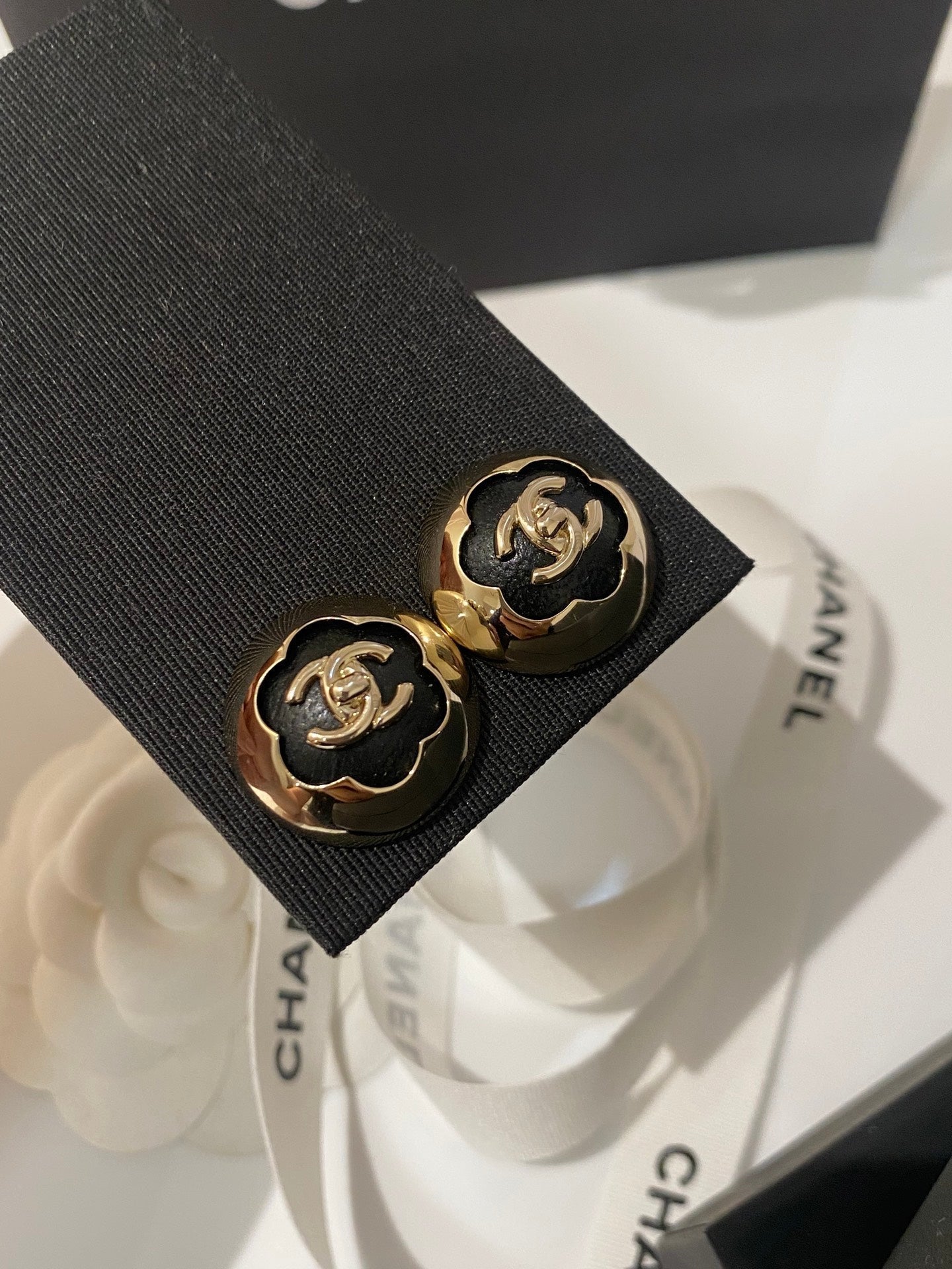 Chanel Classic White Sliver Enamel Double C Earrings