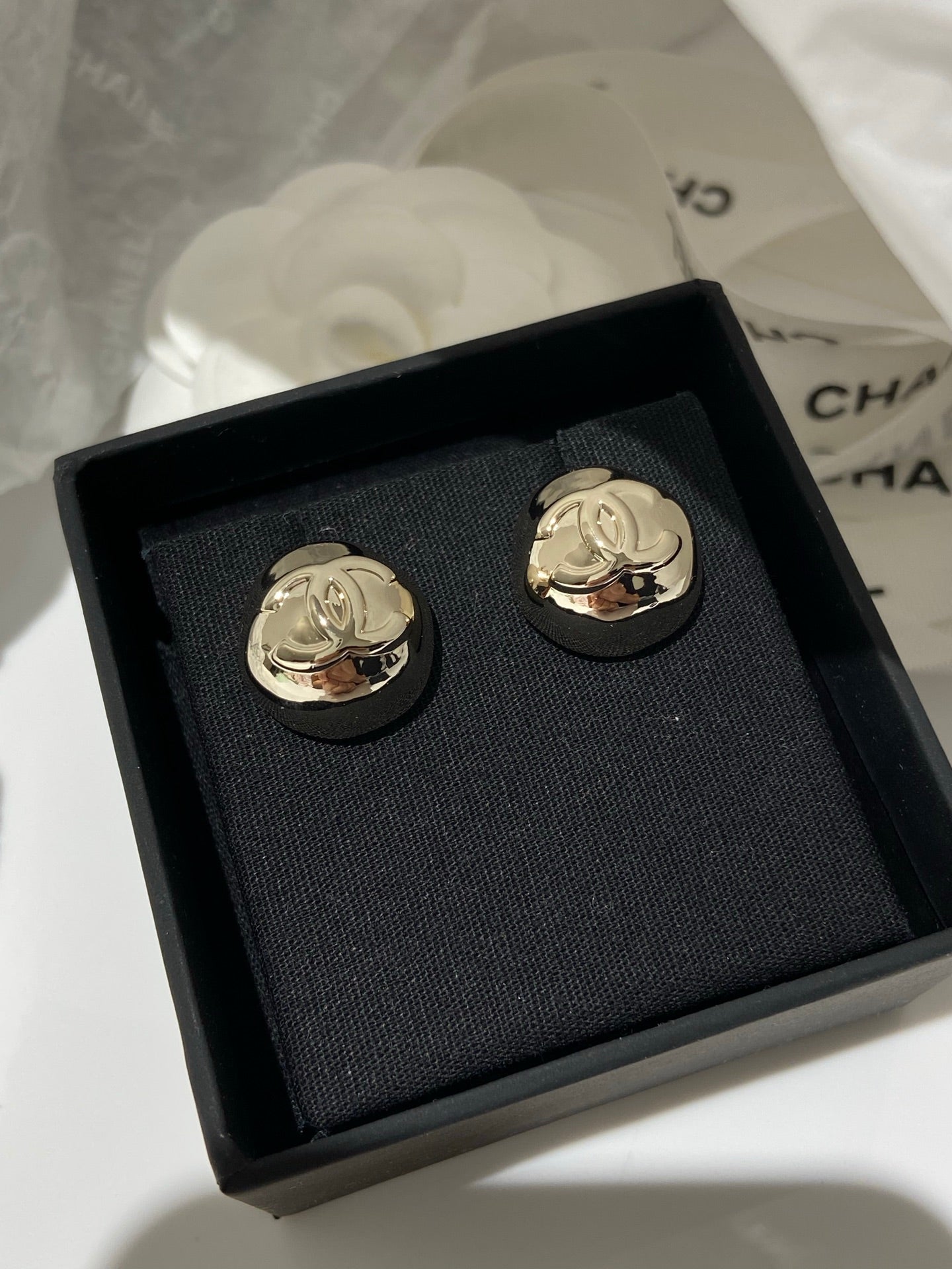 Chanel Sphere Stud Gold Double C Earrings