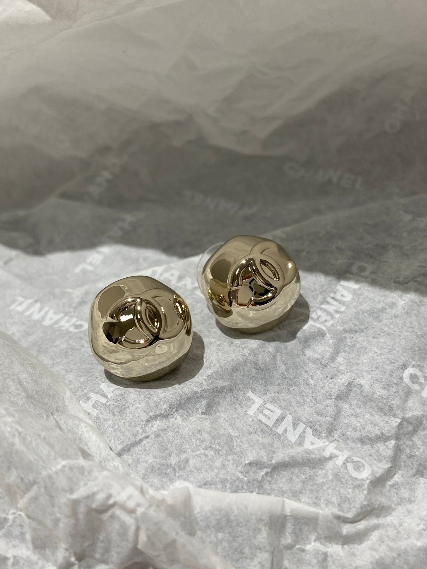 Chanel Sphere Stud Gold Double C Earrings