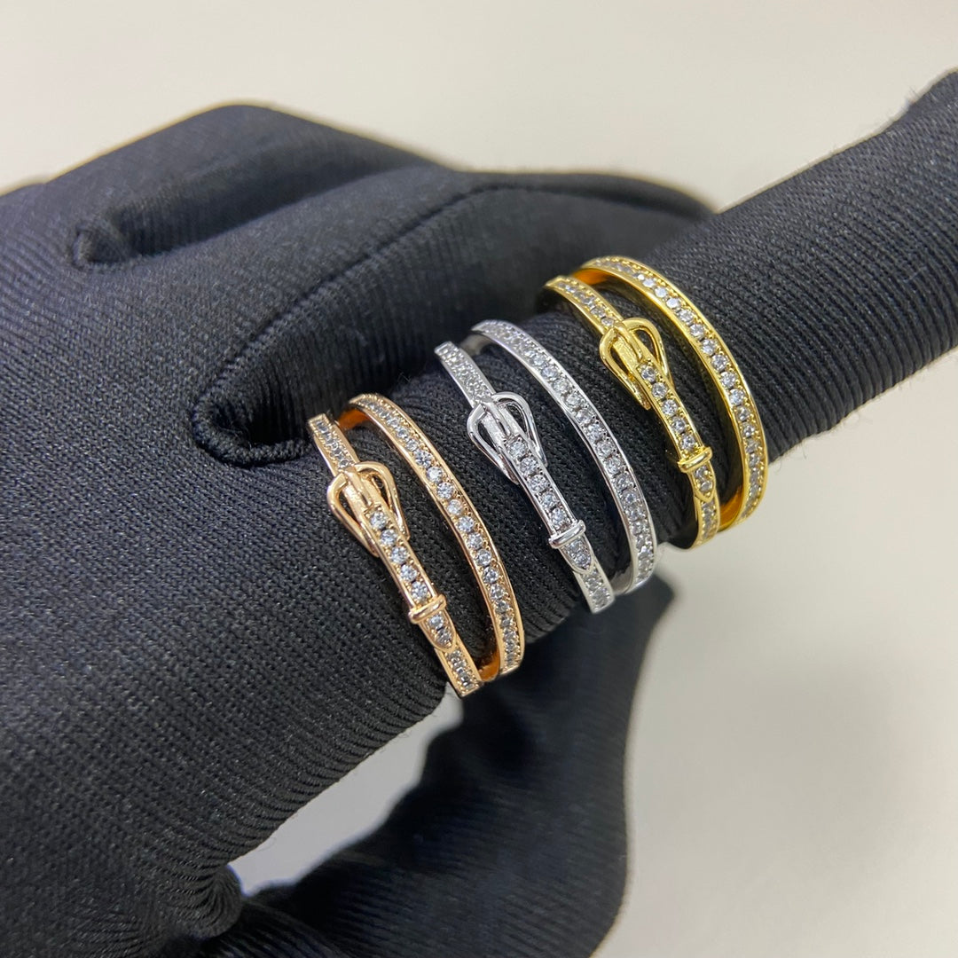 HERMES HM Buckle Diamond 2 Ring