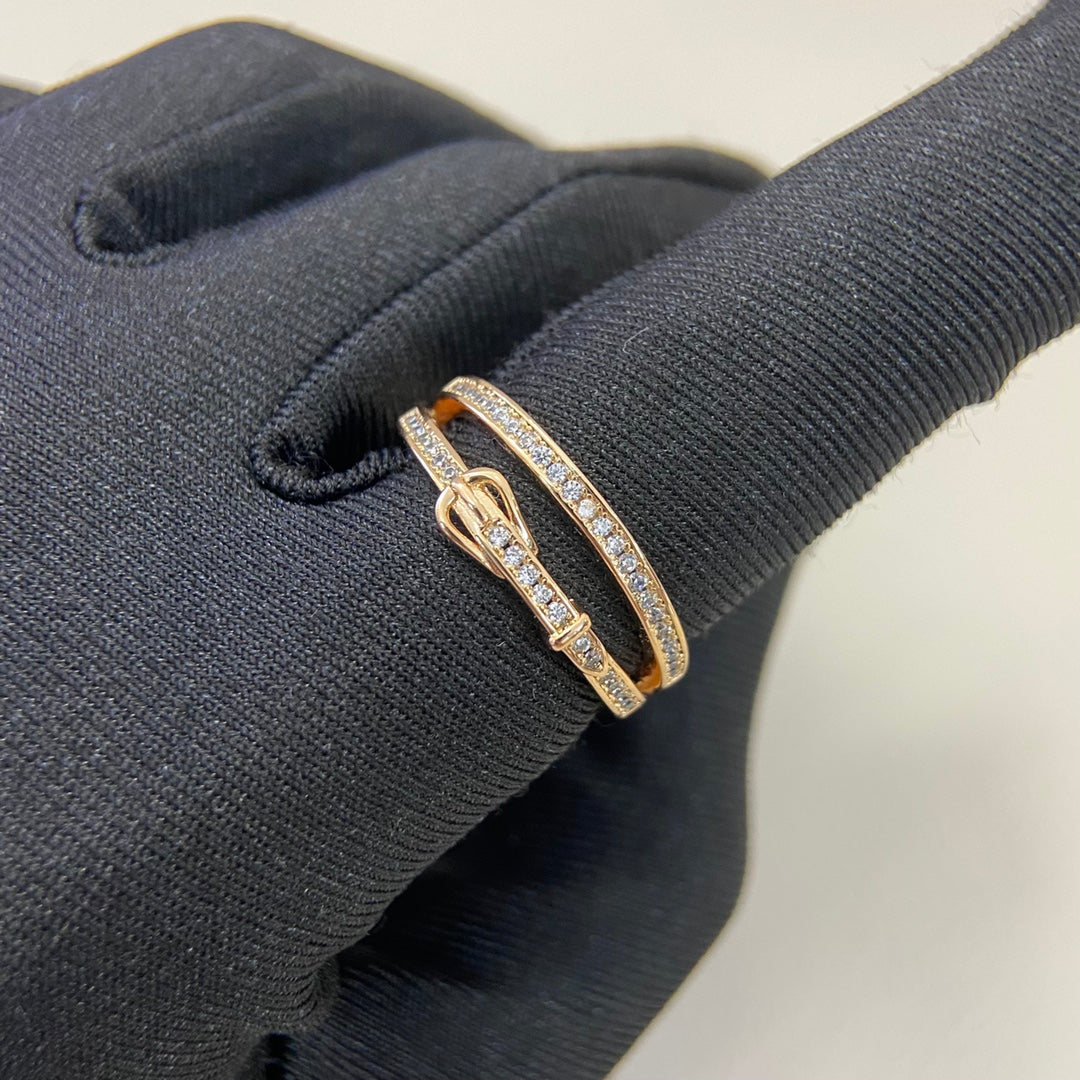 HERMES HM Buckle Diamond 2 Ring
