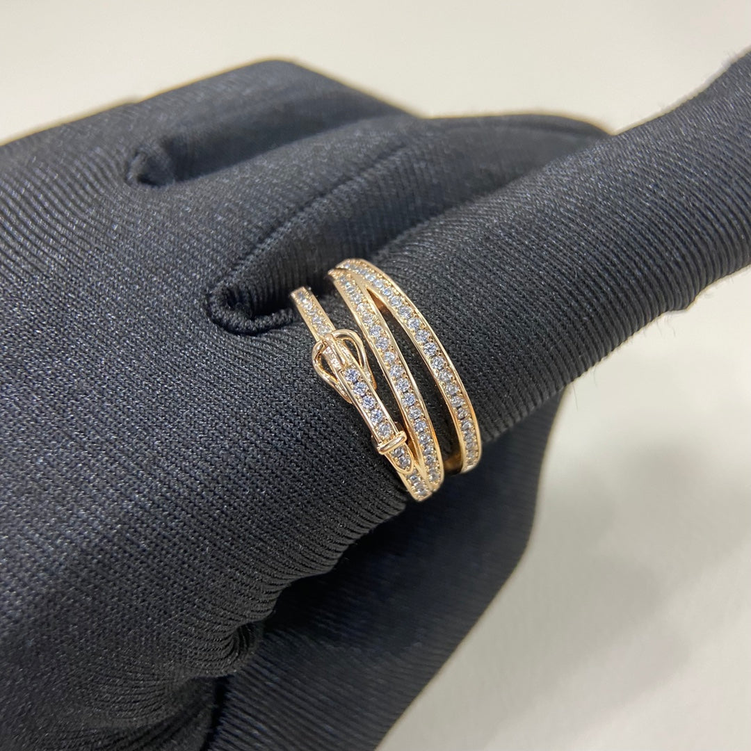HERMES HM Buckle Diamond 3 Ring