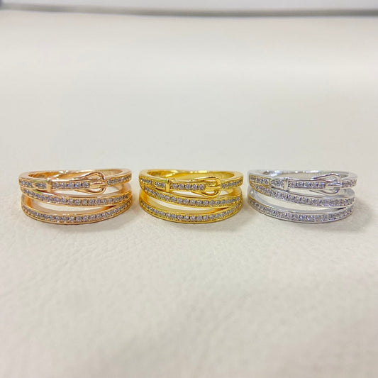 HERMES HM Buckle Diamond 3 Ring