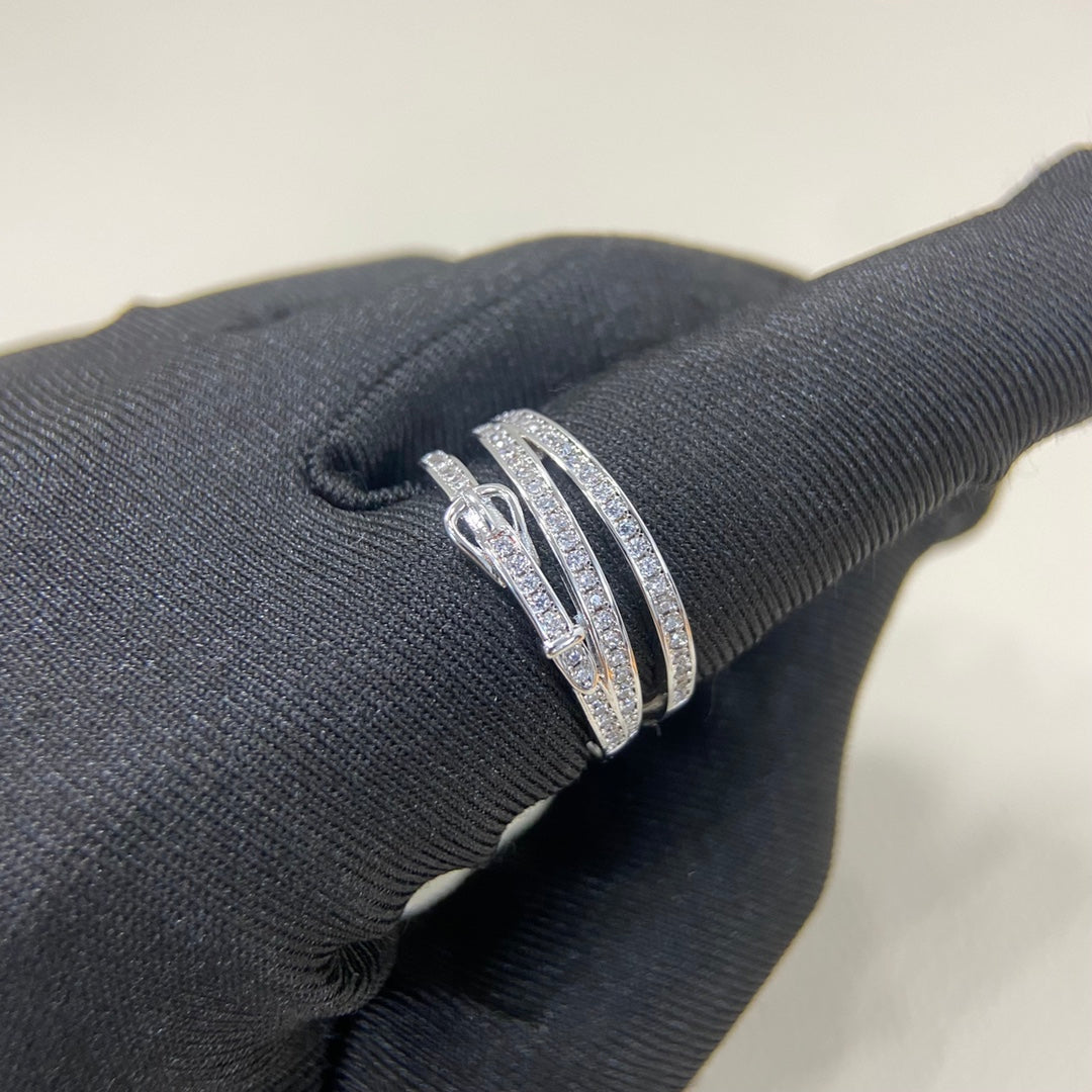 HERMES HM Buckle Diamond 3 Ring