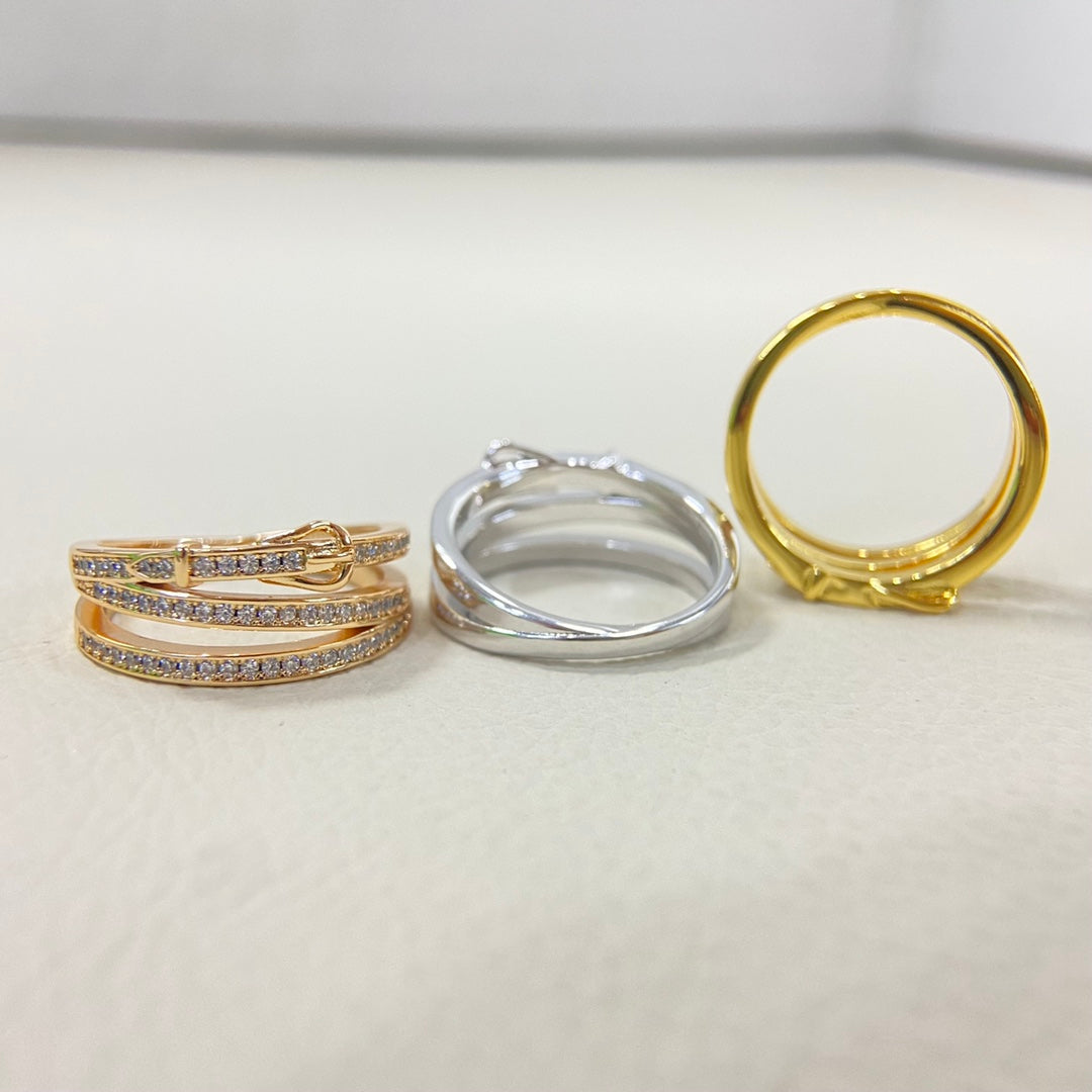 HERMES HM Buckle Diamond 3 Ring