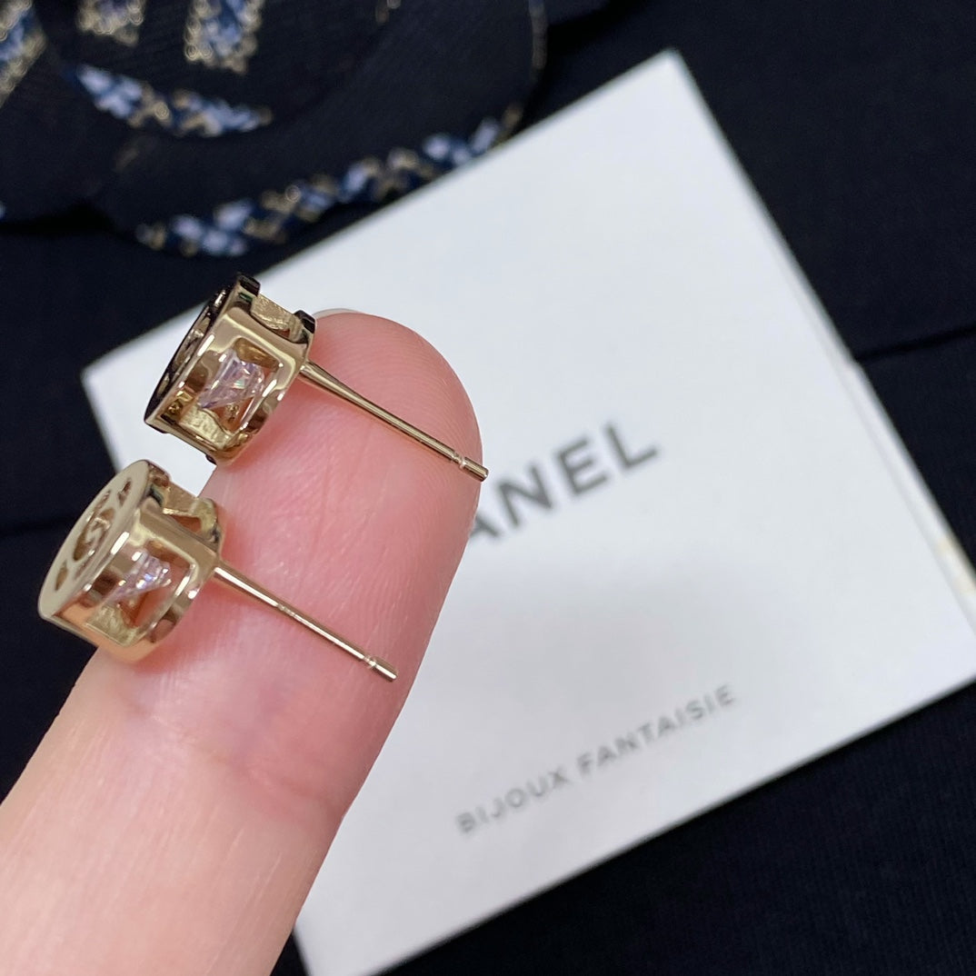 Chanel Little Gold Diamond Rhinestone Earrings