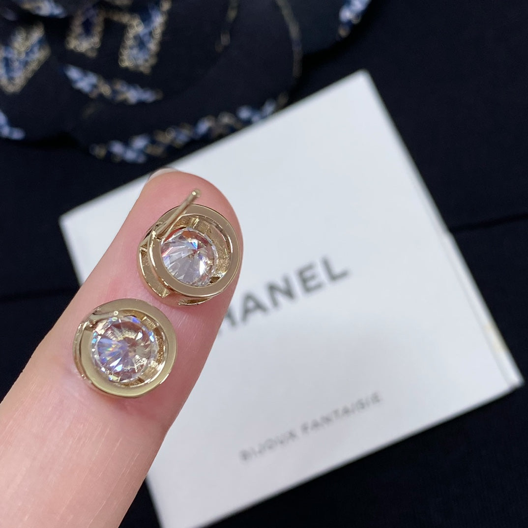 Chanel Little Gold Diamond Rhinestone Earrings