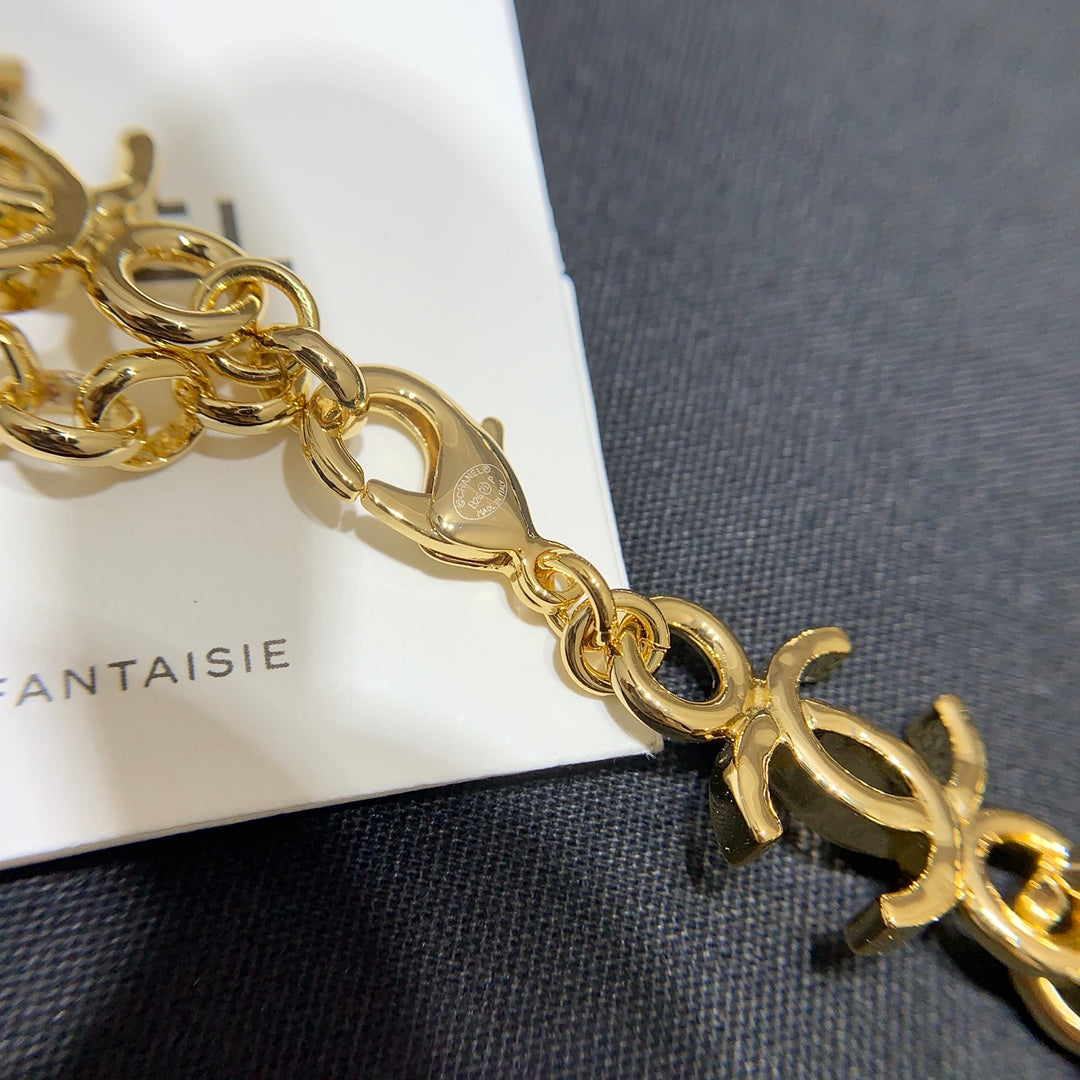 Chanel 2026 Gold And Silver Two-Tone Chain Double C Small Necklace Choker