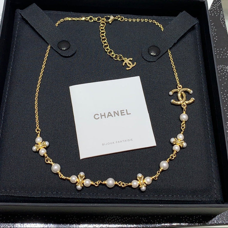 Chanel 2026 Gold Double C Pearl Necklace