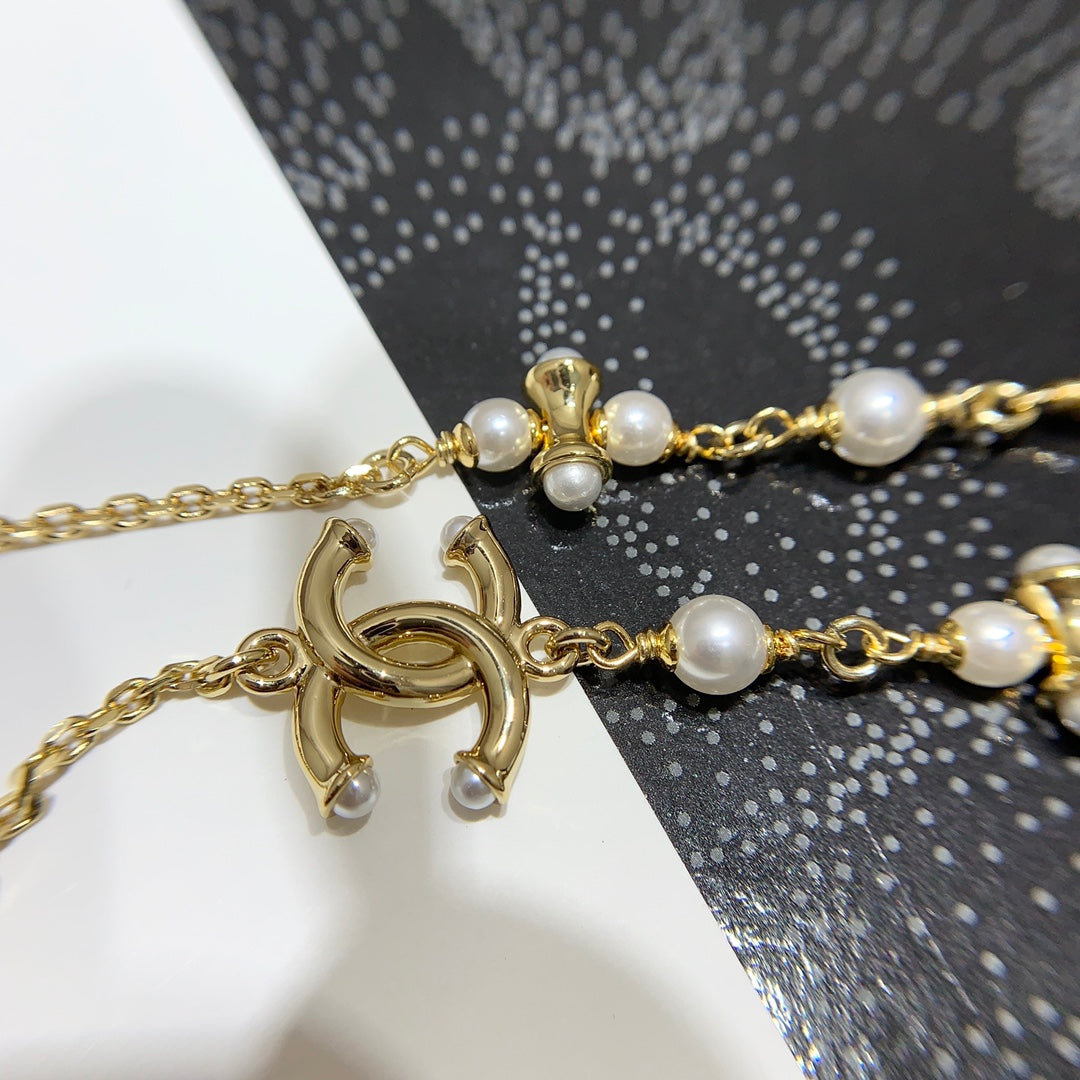 Chanel 2026 Gold Double C Pearl Necklace