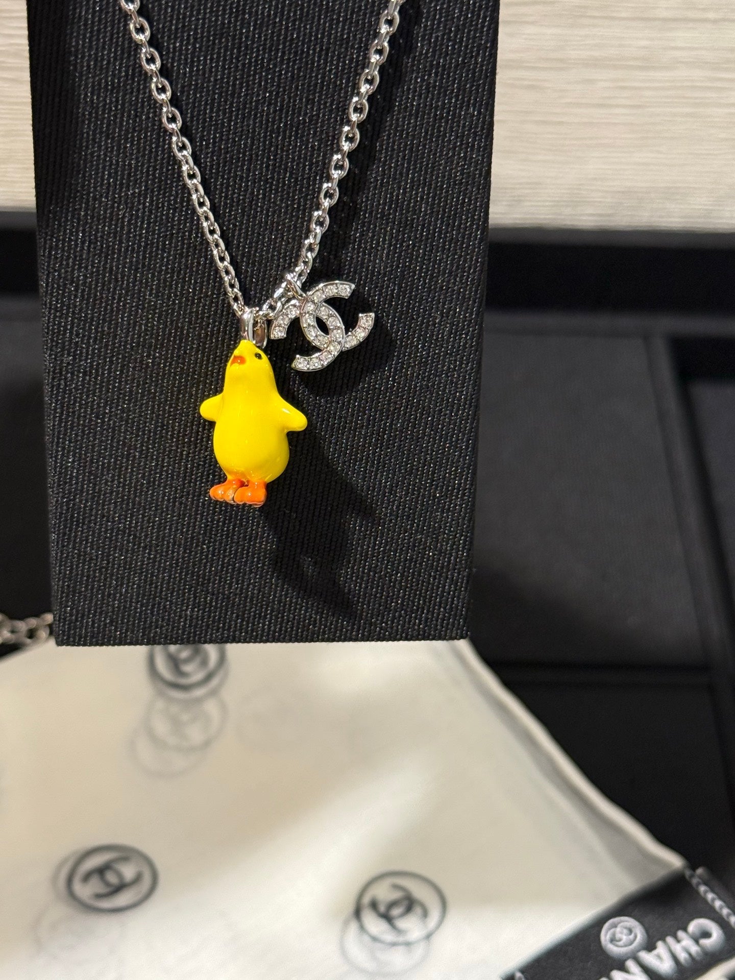 Chanel 2026 Full-Diamond Double C Yellow Chick Necklace