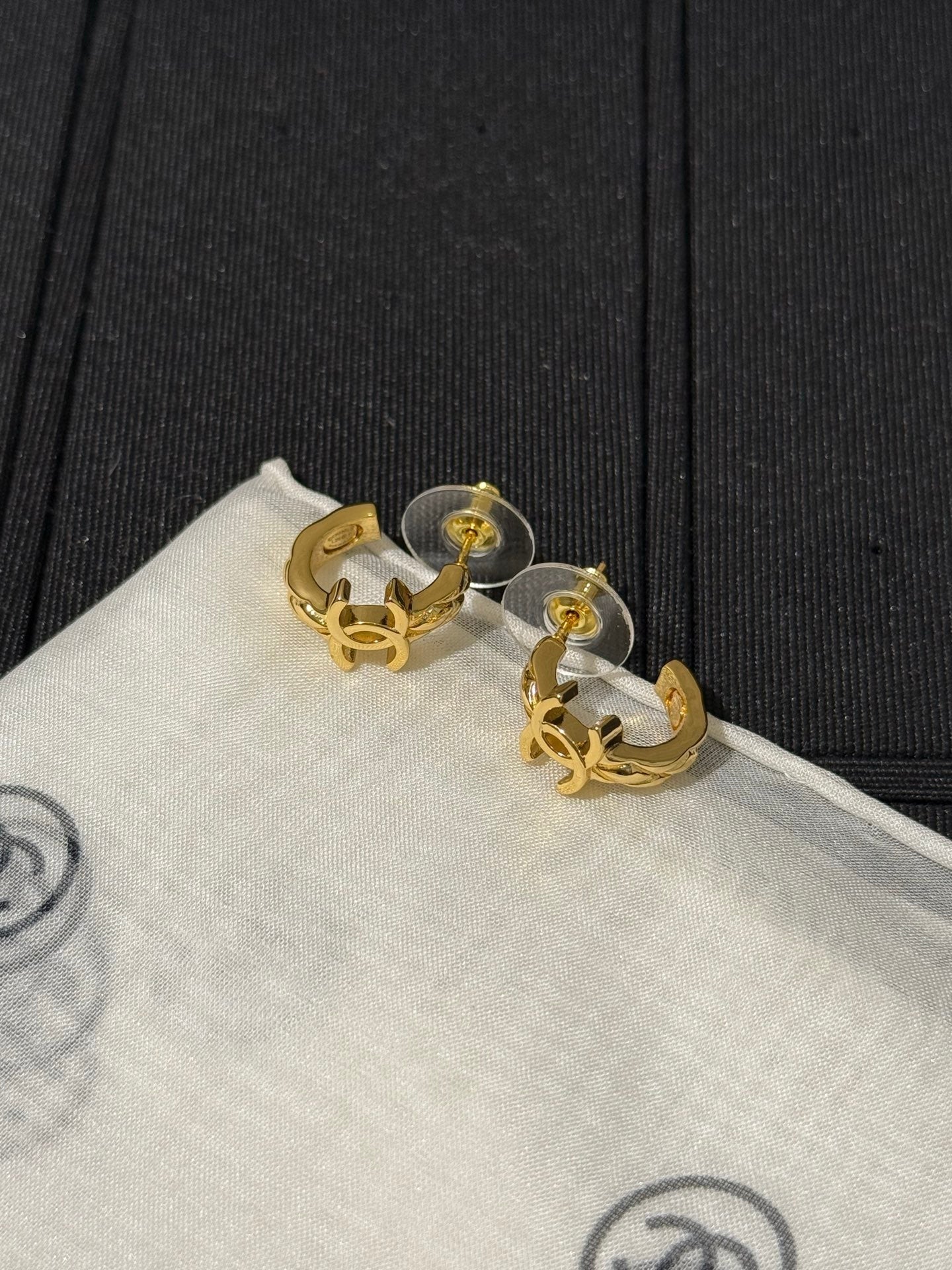 Chanel 2026 Gold Quilted Double C Small Hoop Earrings