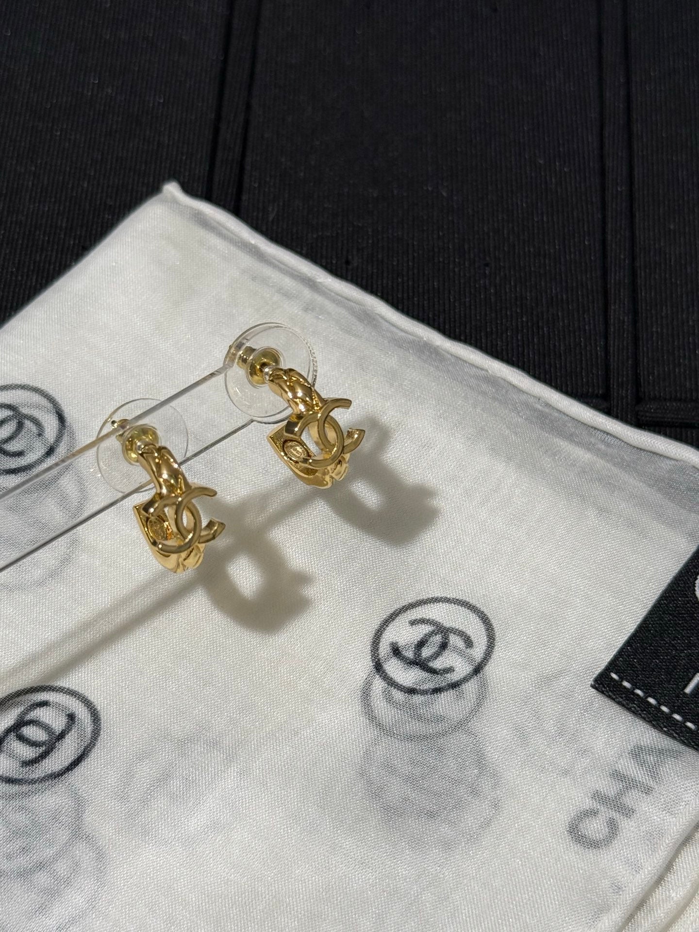 Chanel 2026 Gold Quilted Double C Small Hoop Earrings