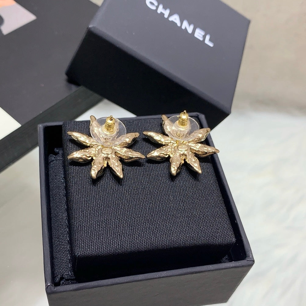 Chanel Light Gold Sunflower Earrings