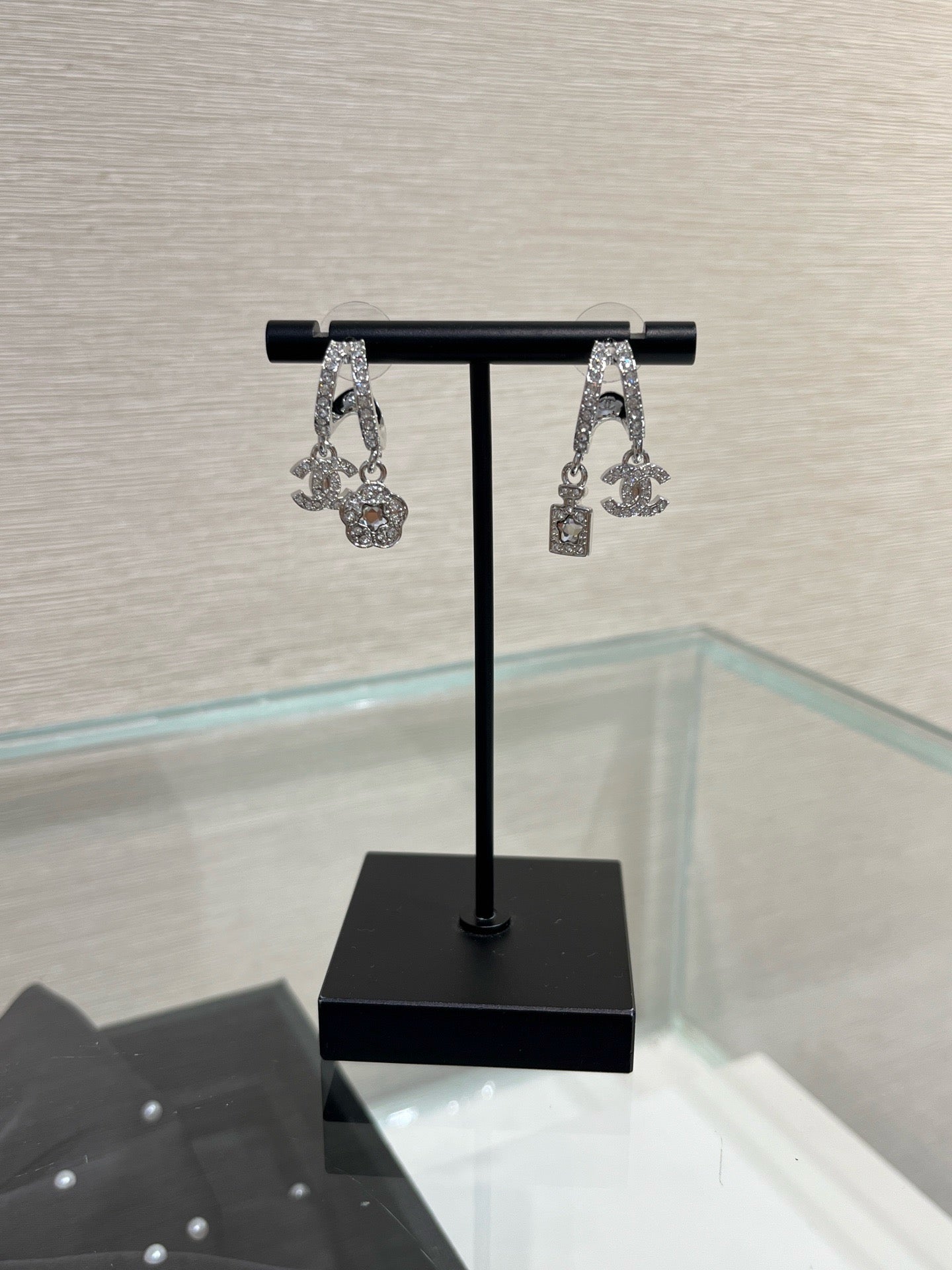 Chanel Silver Asymmetrical Earrings