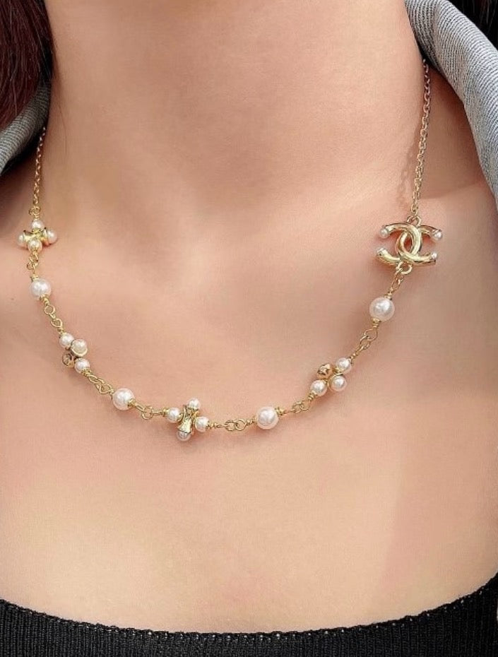 Chanel 2026 Gold Double C Pearl Necklace