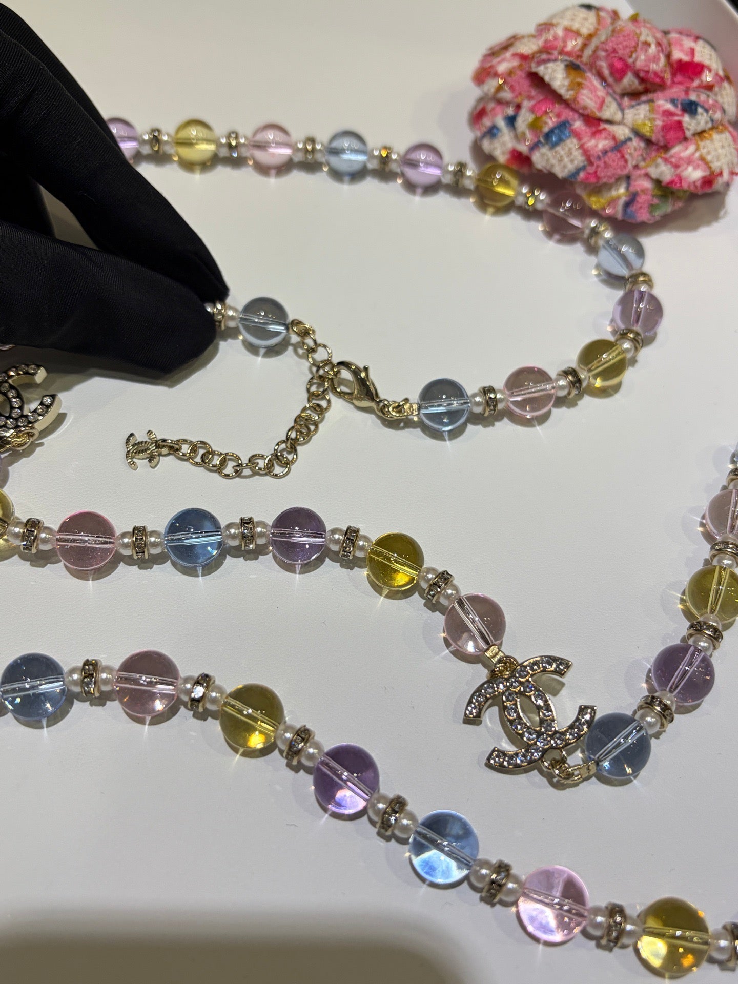 Chanel 2026 Colorful Crystal Full Rhinestone Double C Necklace