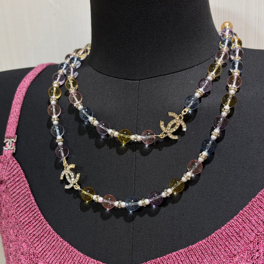Chanel 2026 Colorful Crystal Full Rhinestone Double C Necklace