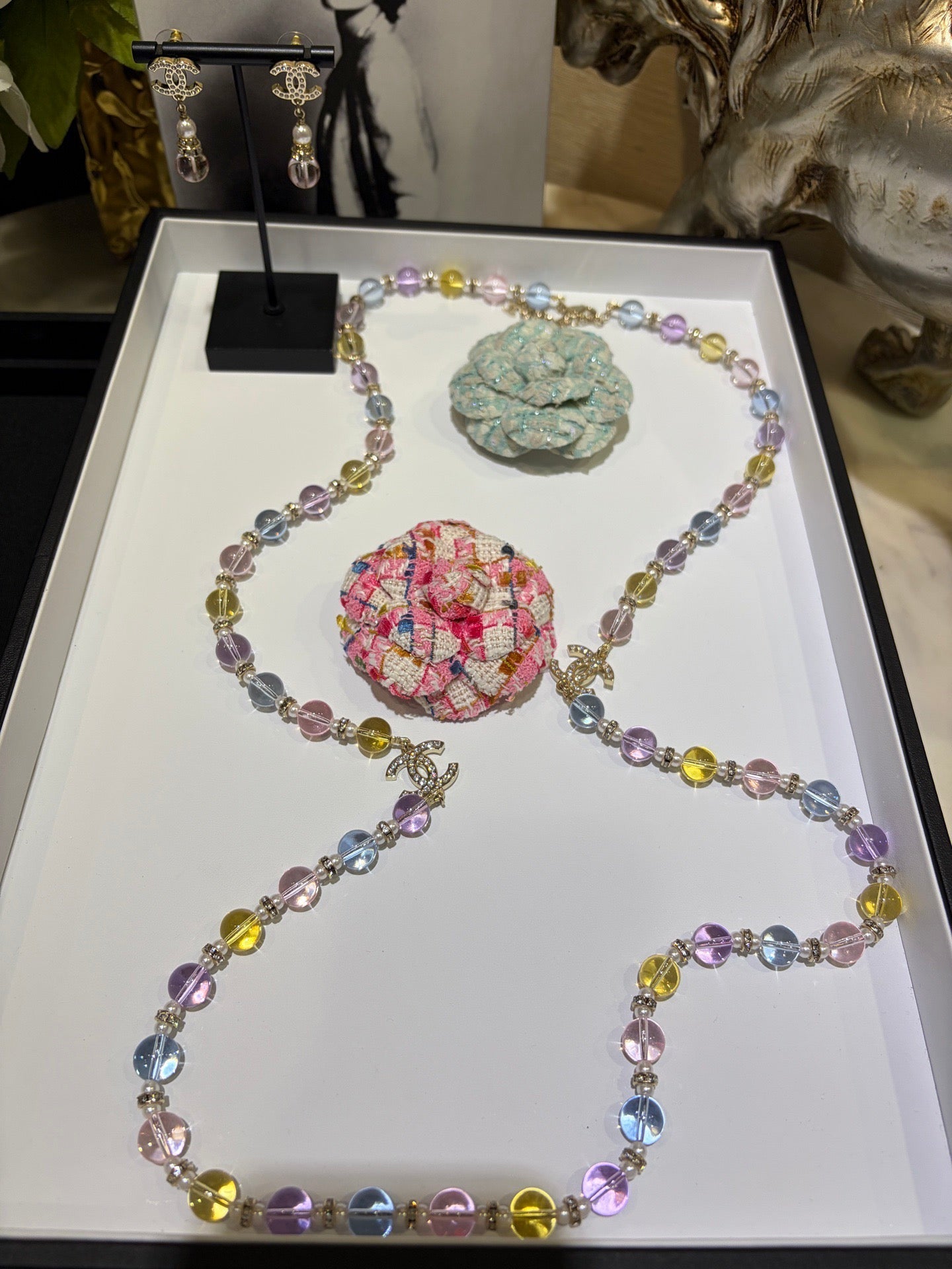 Chanel 2026 Colorful Crystal Full Rhinestone Double C Necklace