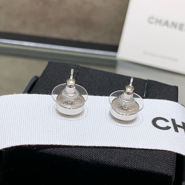 Chanel 2026 Light Gold Double C Silver Button Round Tag Earrings