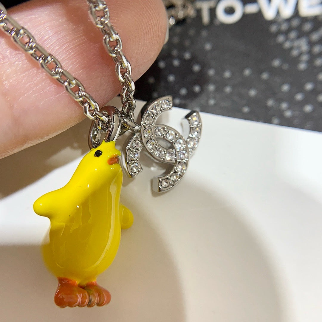 Chanel 2026 Full-Diamond Double C Yellow Chick Necklace