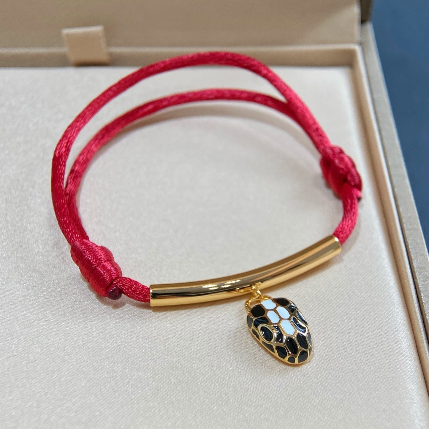 BVLGARI BVL RED SNAKE ROPE BRACELET