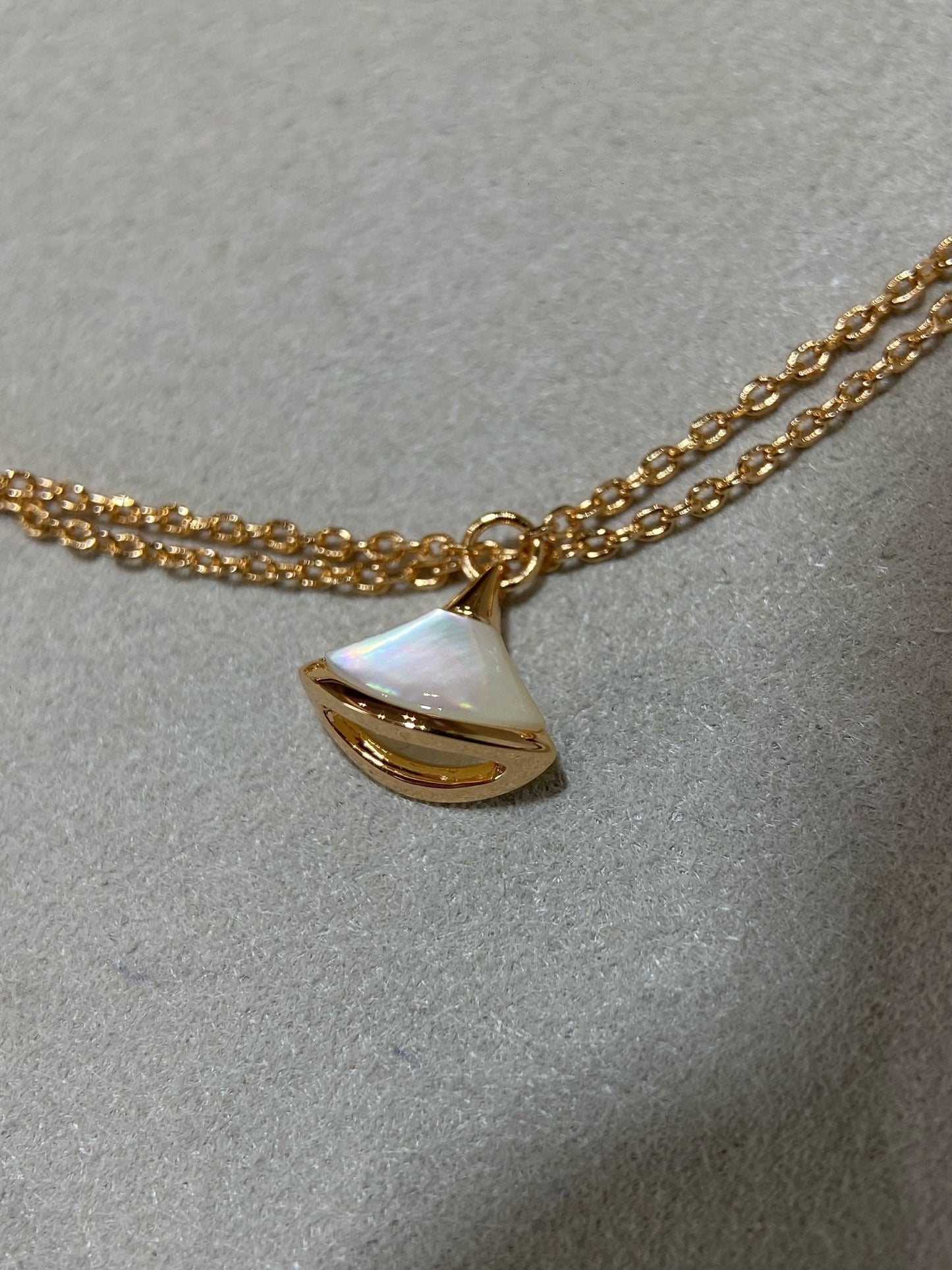BVLGARI BVL 4 MOTIF MOP GOLD DOUBLE CHAIN BRACELET