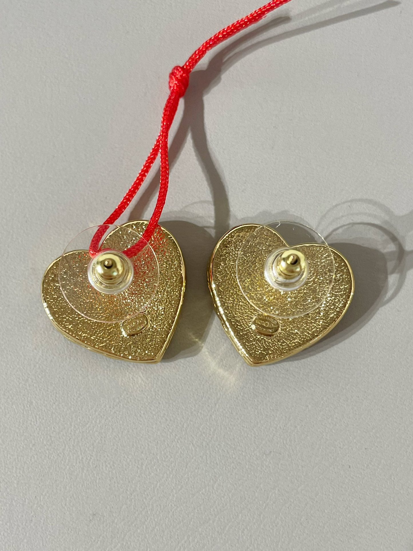 Chanel 24P Heart Blue Denim Stud Earrings