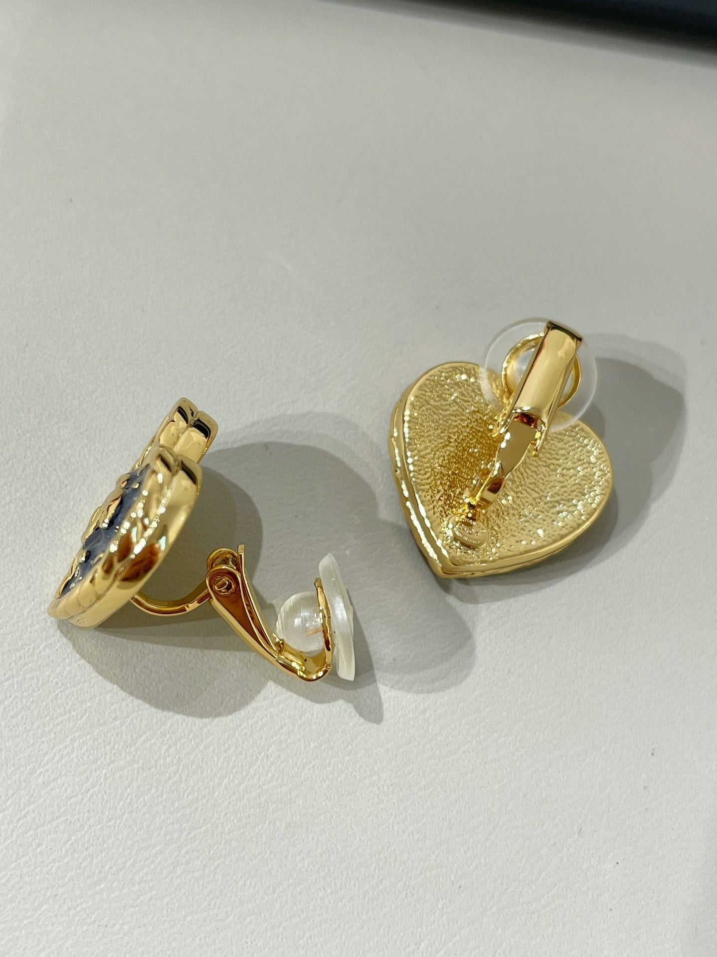Chanel 24P Heart Blue Earrings French Clip