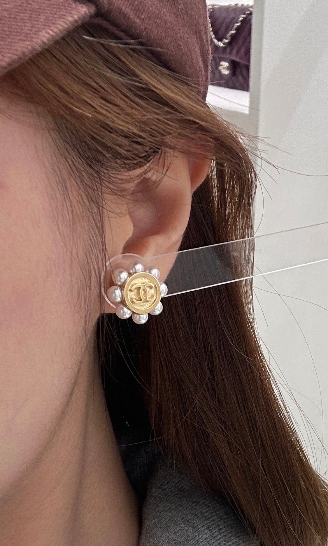 Chanel 2026 Double C Gold Bean Pearl Sunflower Earrings