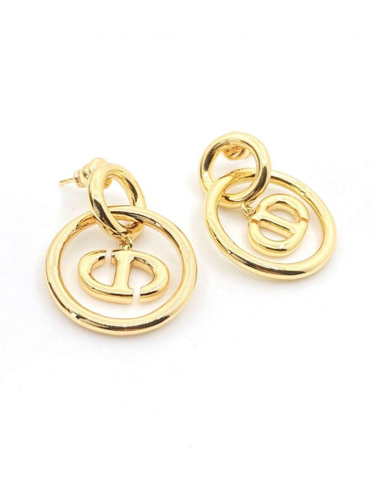 DIOR CD NAVY EARRINGS GOLD