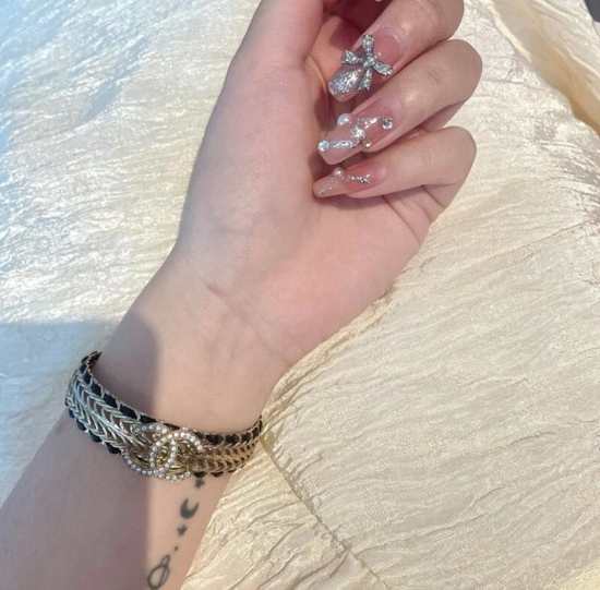 Chanel Black Rope Bracelet Gold Diamond