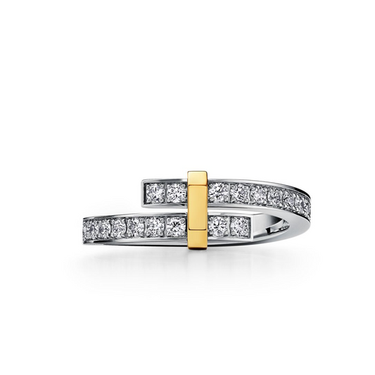 TIFFANY EDGE GOLD SILVER DIAMOND RING