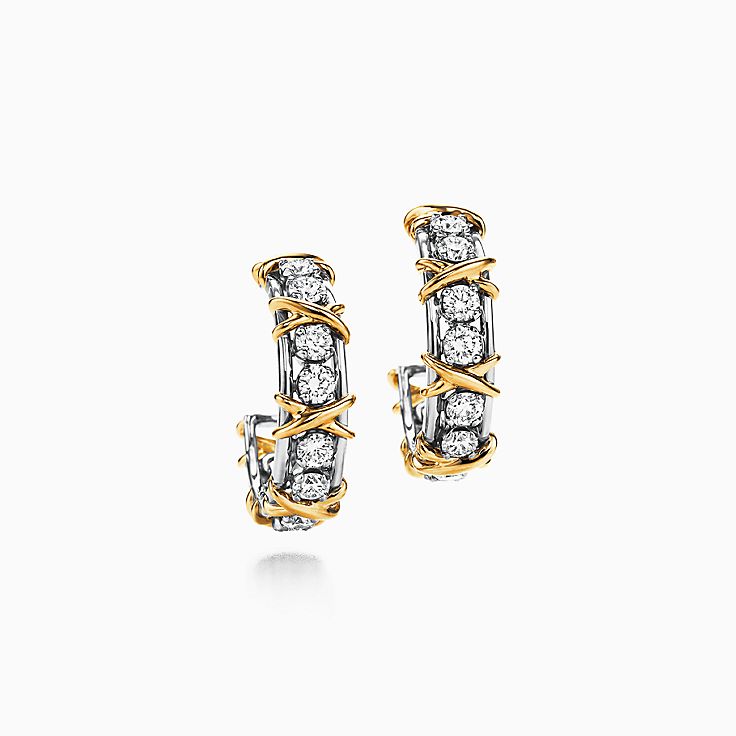 TIFFANY SCHLUMBERGER GOLD DIAMOND EARRINGS